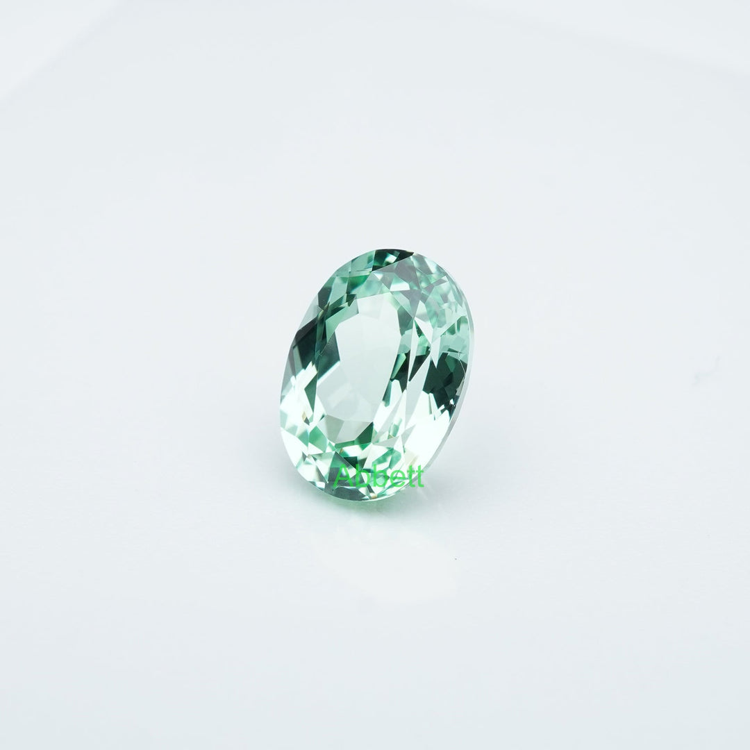 Oval lab grown green sapphire