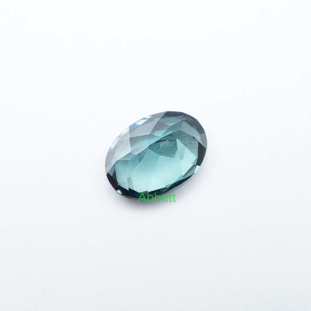 Oval lab grown teal sapphire