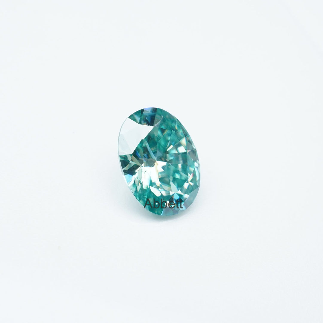 Oval teal moissanite