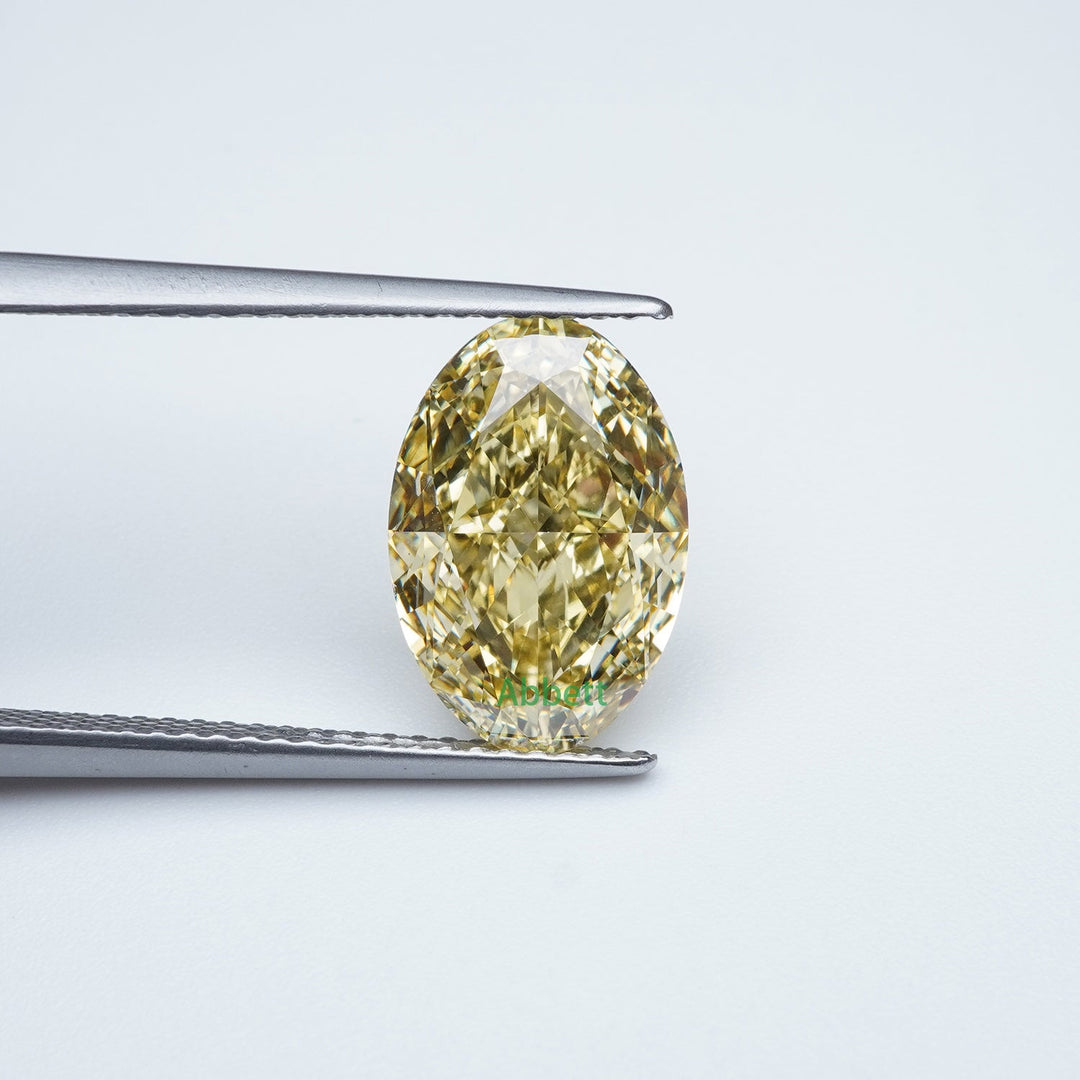 Oval lab grown yellow diamond