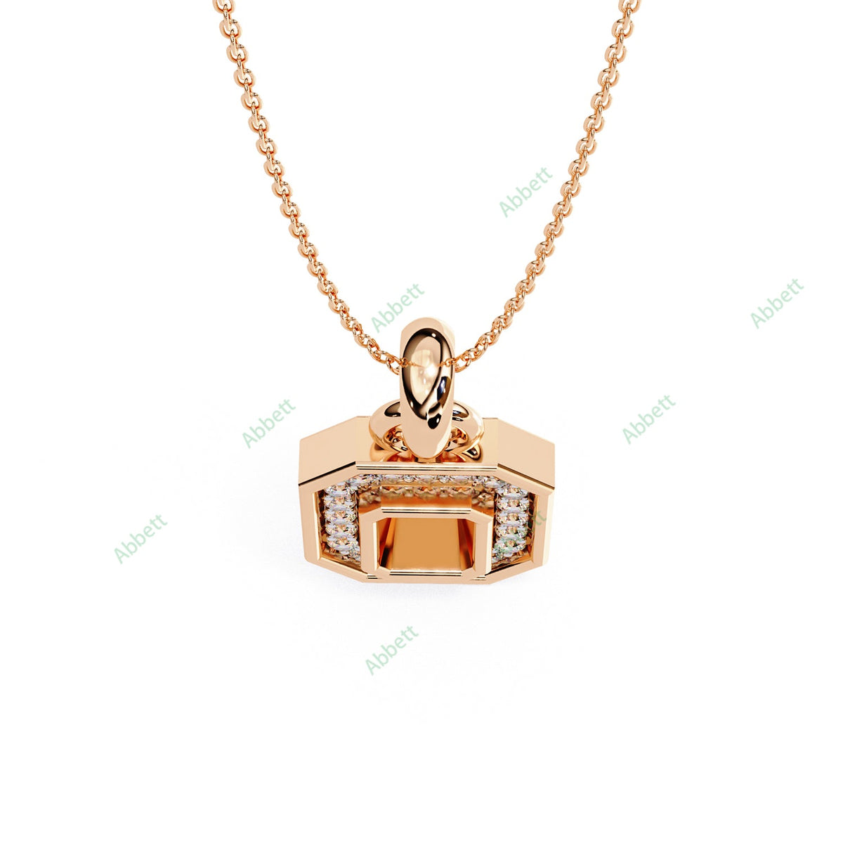 Emerald-style lab-grown diamond halo pendant necklace - PE1256