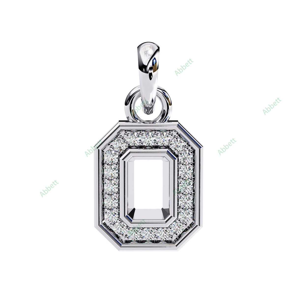 Emerald-style lab-grown diamond halo pendant necklace - PE1256
