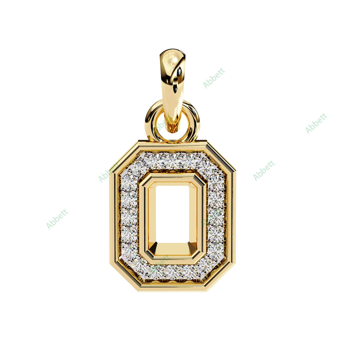 Emerald-style lab-grown diamond halo pendant necklace - PE1256