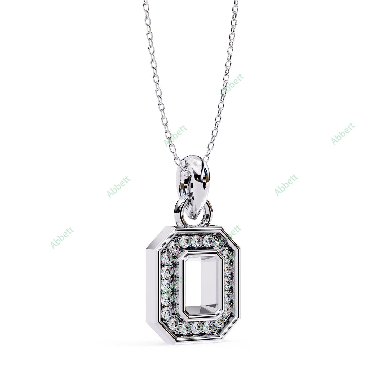 Emerald-style lab-grown diamond halo pendant necklace - PE1256