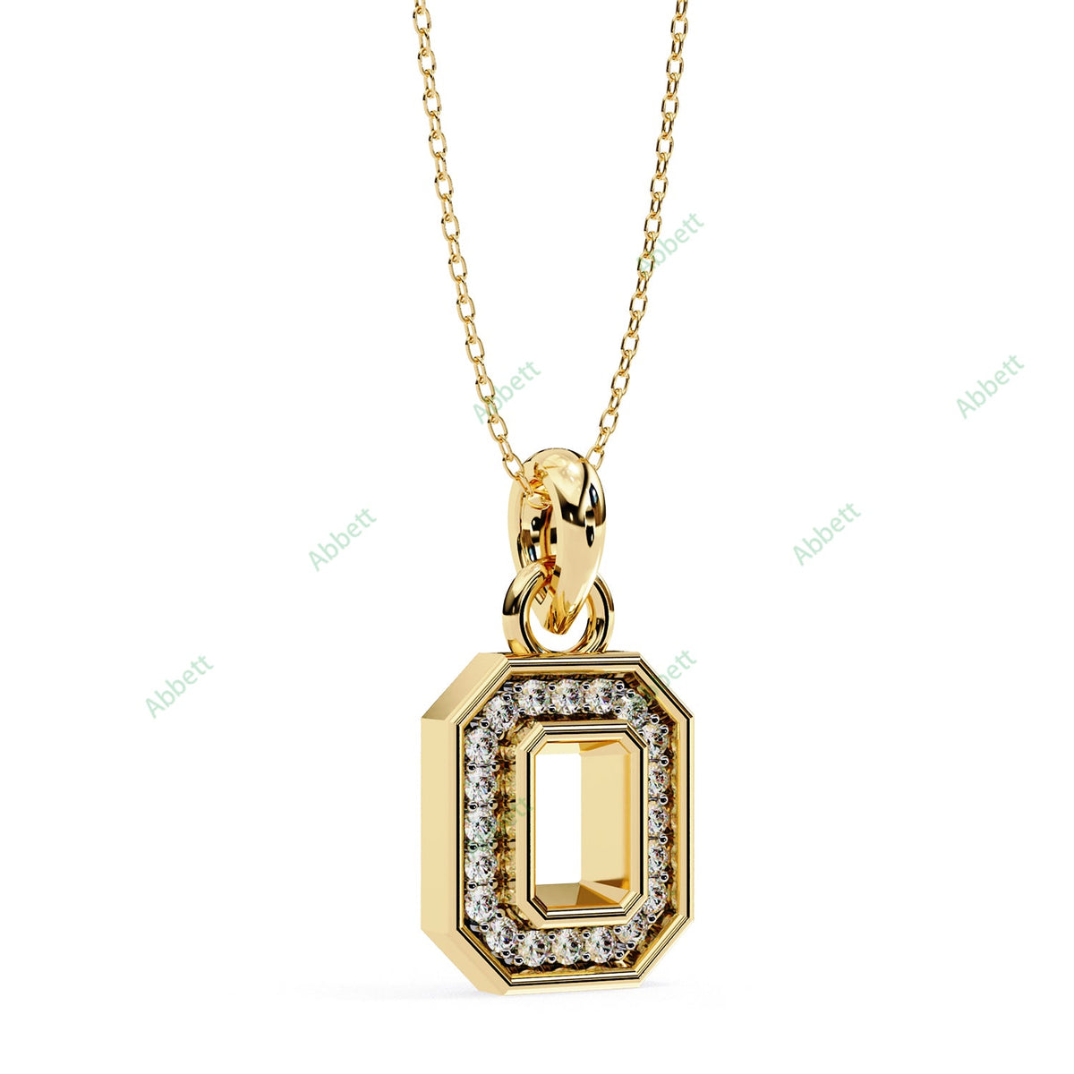 Emerald-style lab-grown diamond halo pendant necklace - PE1256