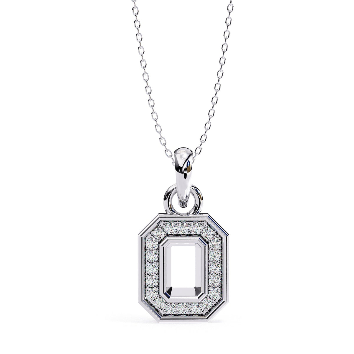 Emerald-style lab-grown diamond halo pendant necklace - PE1256