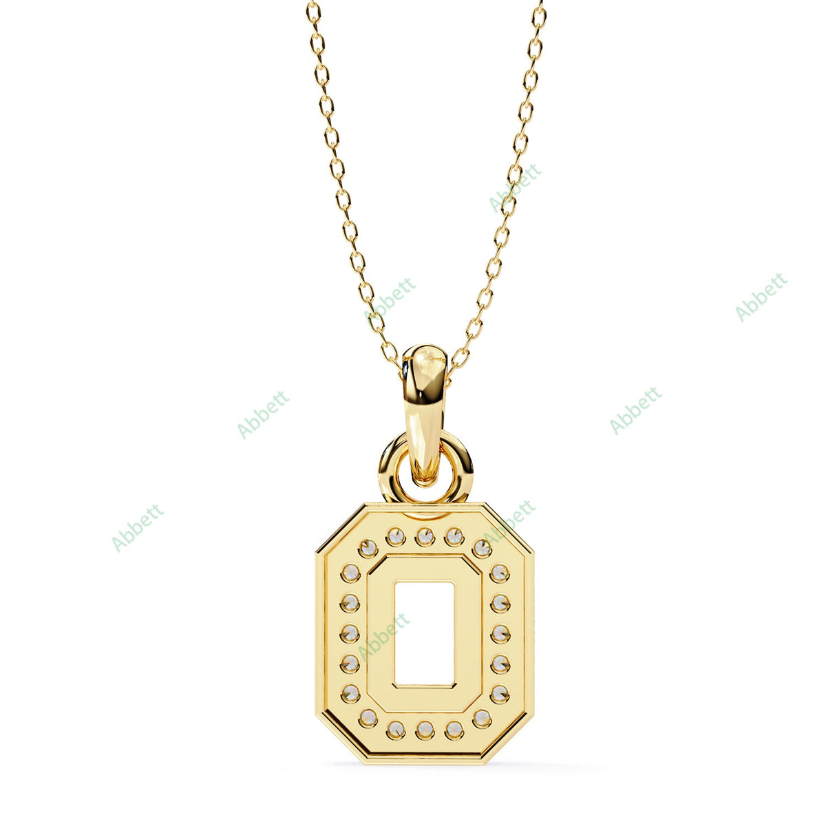 Emerald-style lab-grown diamond halo pendant necklace - PE1256