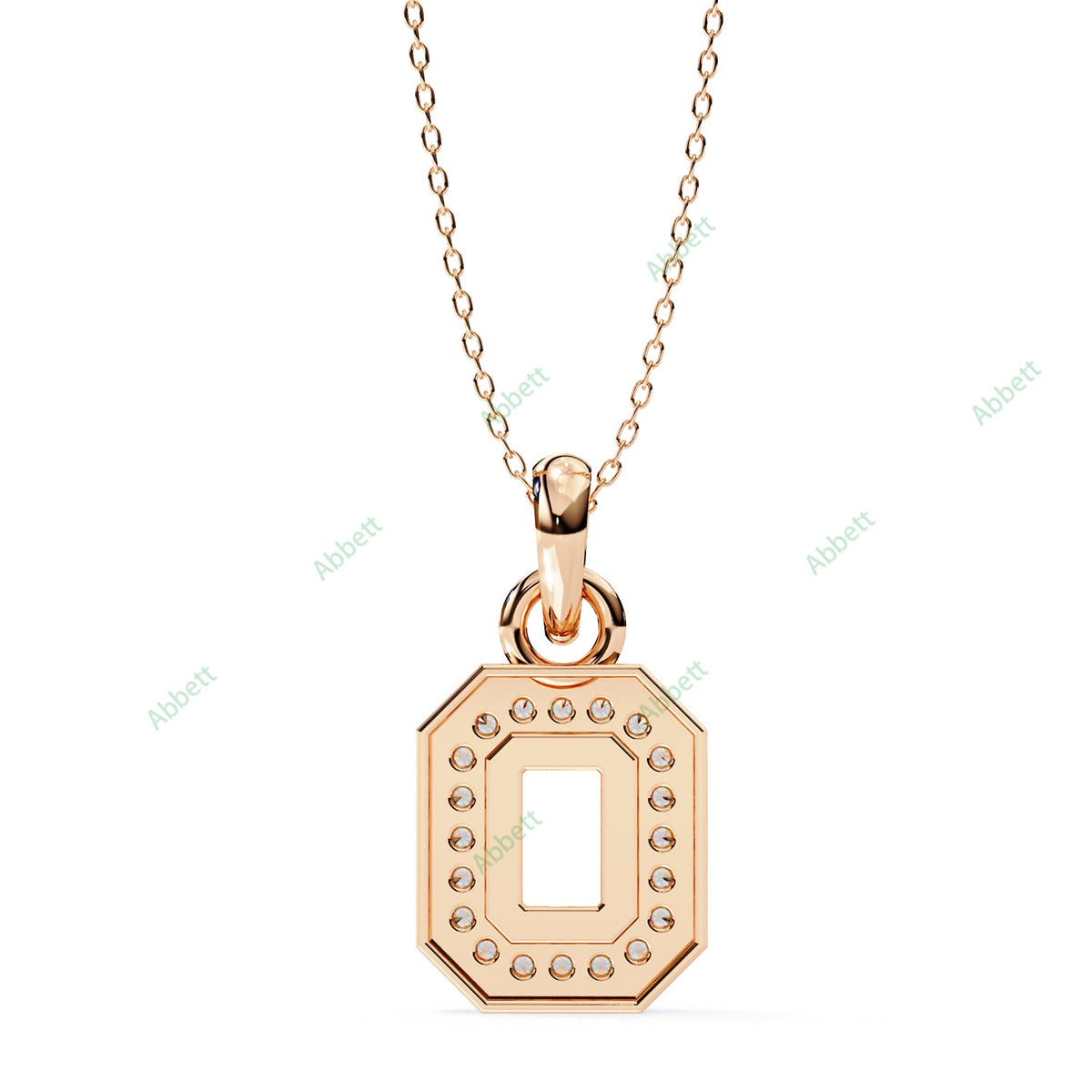 Emerald-style lab-grown diamond halo pendant necklace - PE1256
