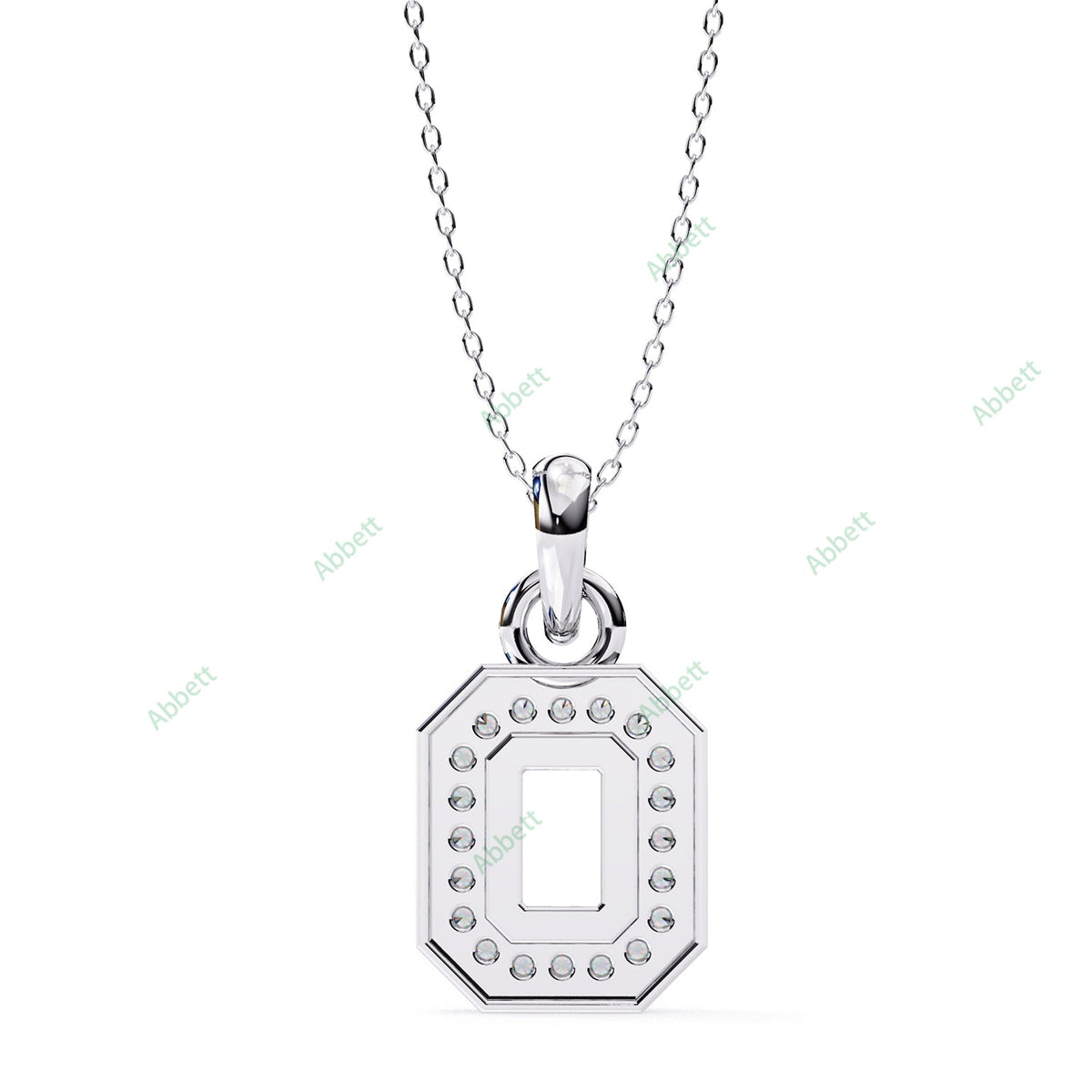 Emerald-style lab-grown diamond halo pendant necklace - PE1256