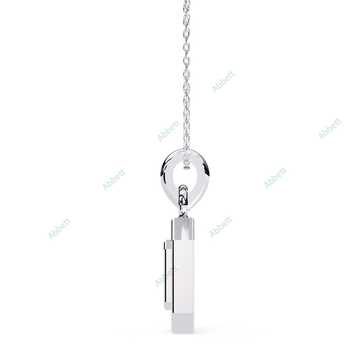 Emerald-style lab-grown diamond halo pendant necklace - PE1256