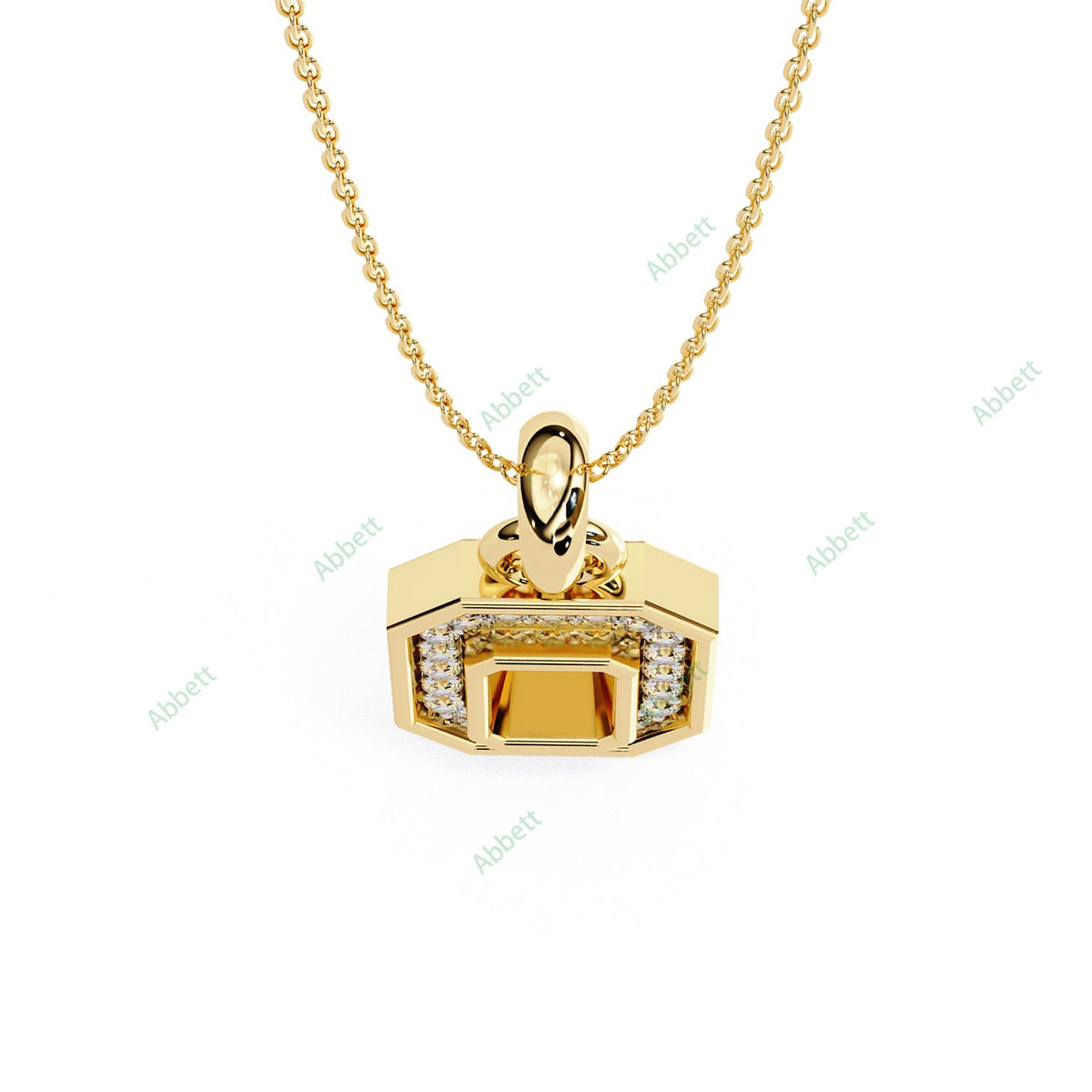Emerald-style lab-grown diamond halo pendant necklace - PE1256