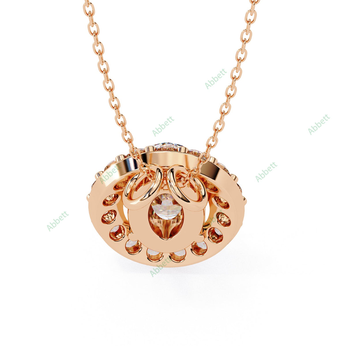 Oval lab-grown diamond halo pendant necklace with 0.7ct centre stone - PE1257