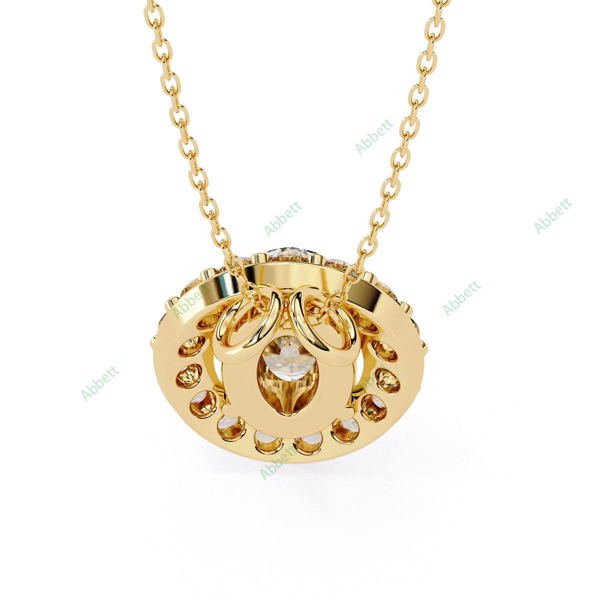 Oval lab-grown diamond halo pendant necklace with 0.7ct centre stone - PE1257