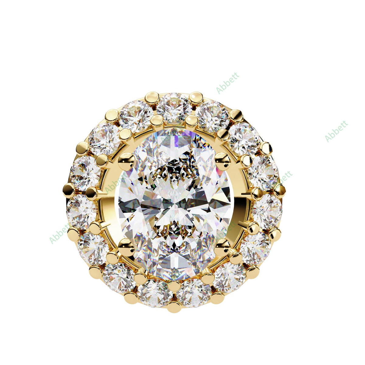 Oval lab-grown diamond halo pendant necklace with 0.7ct centre stone - PE1257
