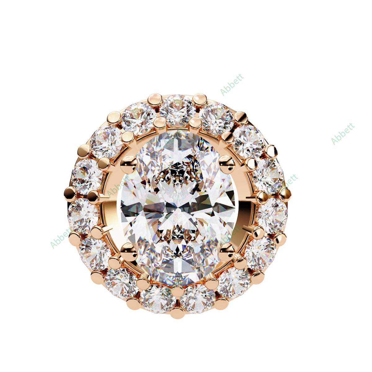 Oval lab-grown diamond halo pendant necklace with 0.7ct centre stone - PE1257