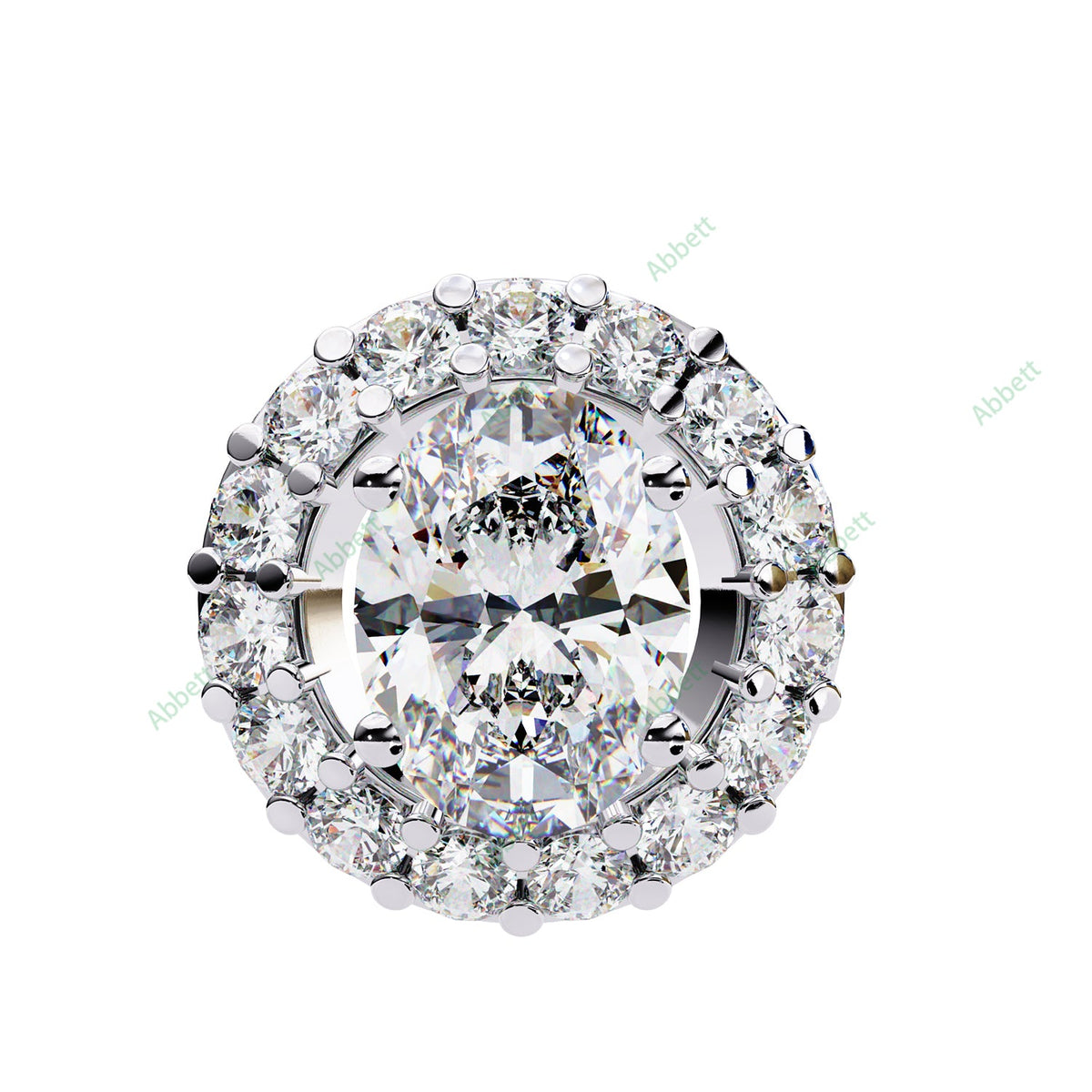 Oval lab-grown diamond halo pendant necklace with 0.7ct centre stone - PE1257