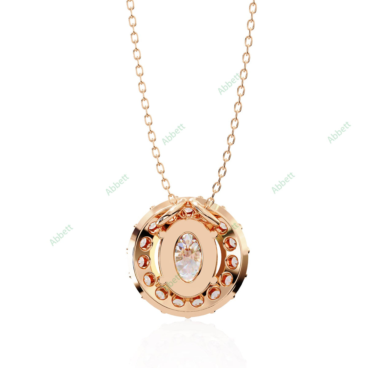 Oval lab-grown diamond halo pendant necklace with 0.7ct centre stone - PE1257