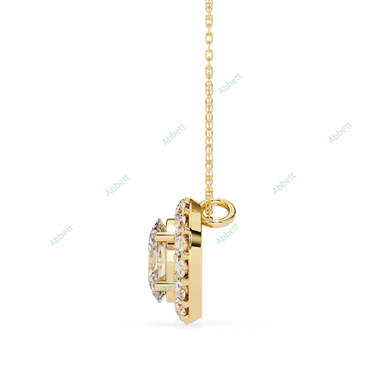 Oval lab-grown diamond halo pendant necklace with 0.7ct centre stone - PE1257