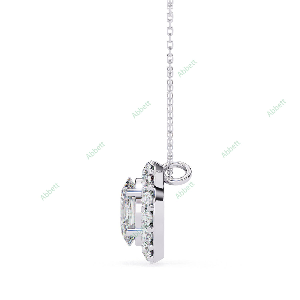 Oval lab-grown diamond halo pendant necklace with 0.7ct centre stone - PE1257