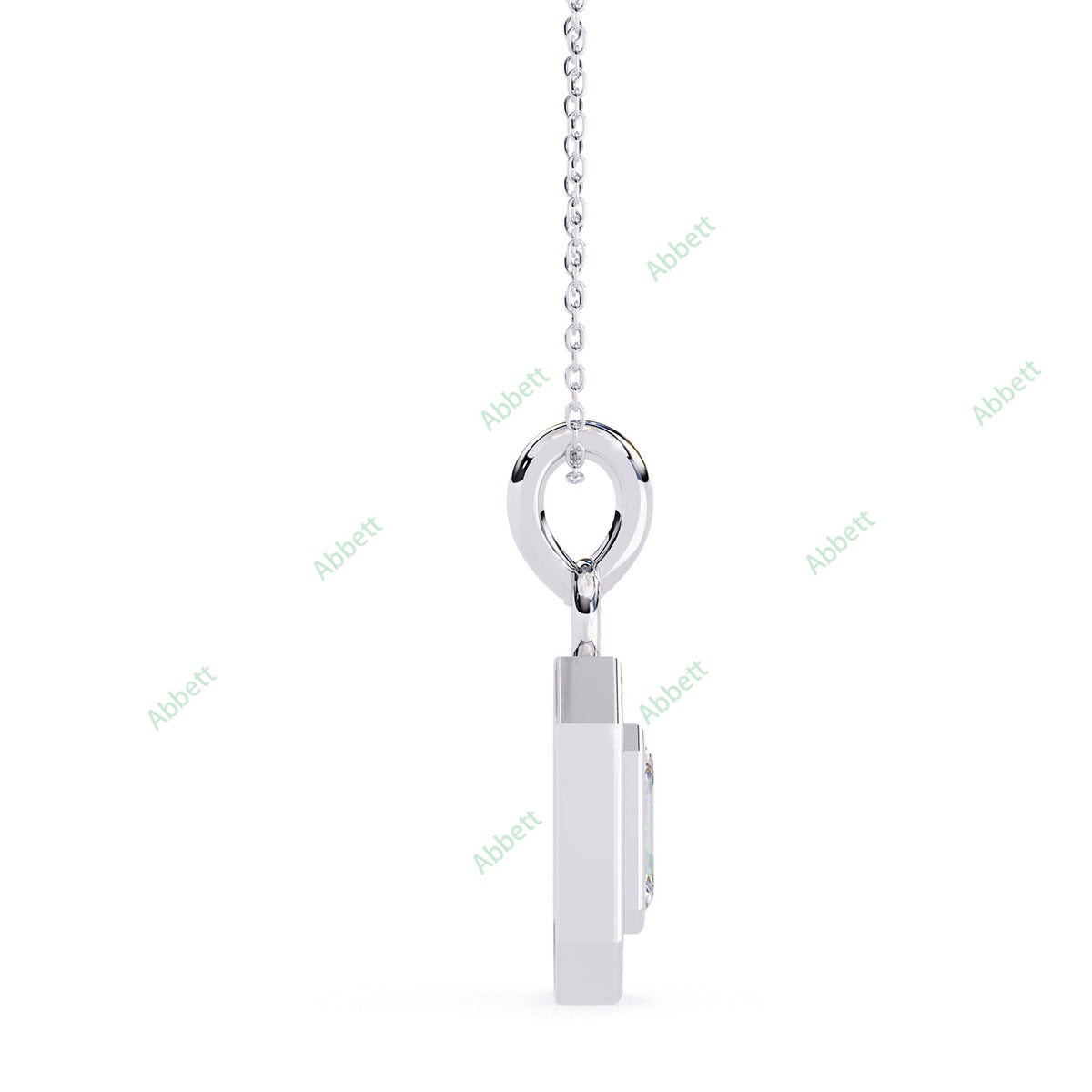 Emerald lab-grown diamond halo pendant necklace with 0.76ct centre stone - PE1258