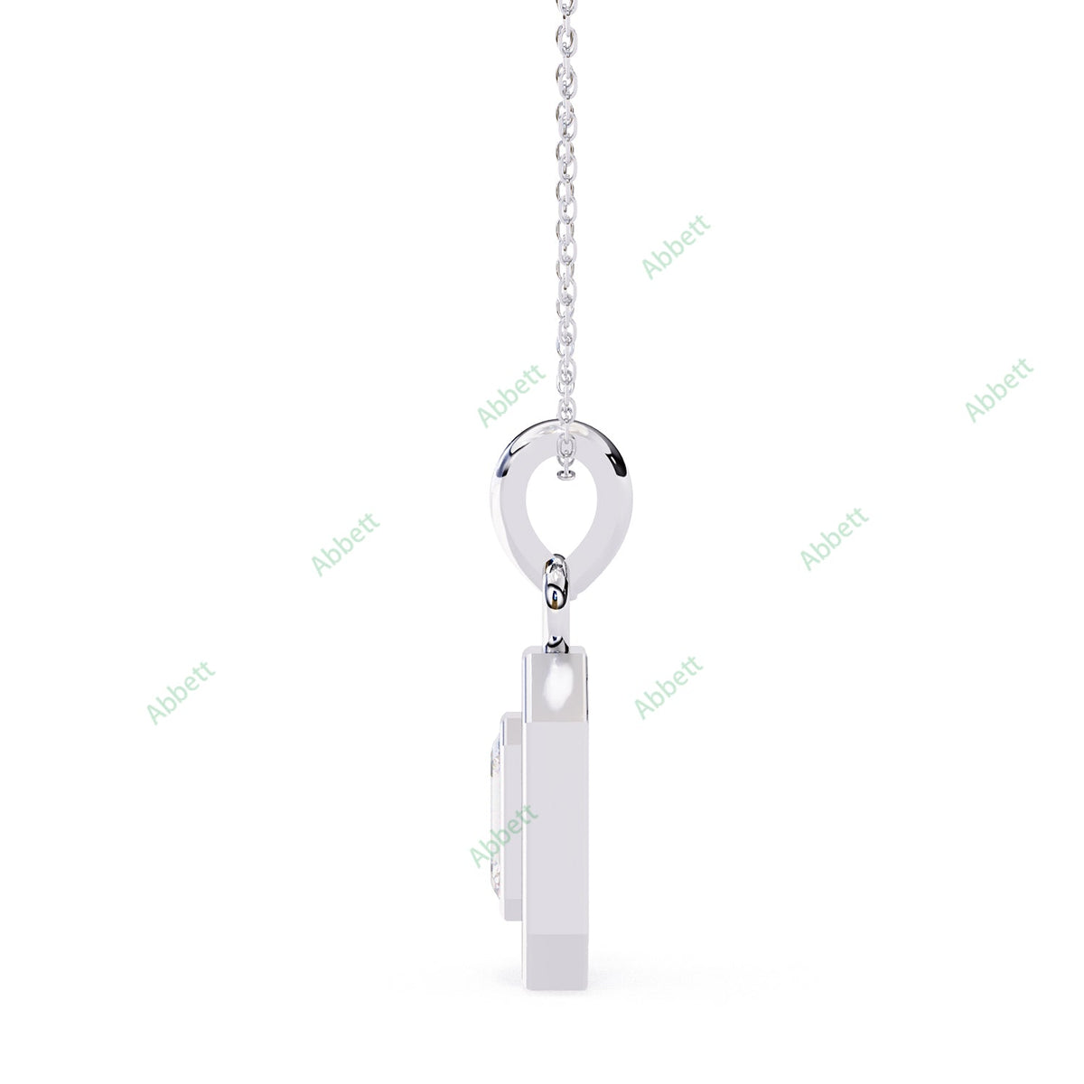 Emerald lab-grown diamond halo pendant necklace with 0.76ct centre stone - PE1258