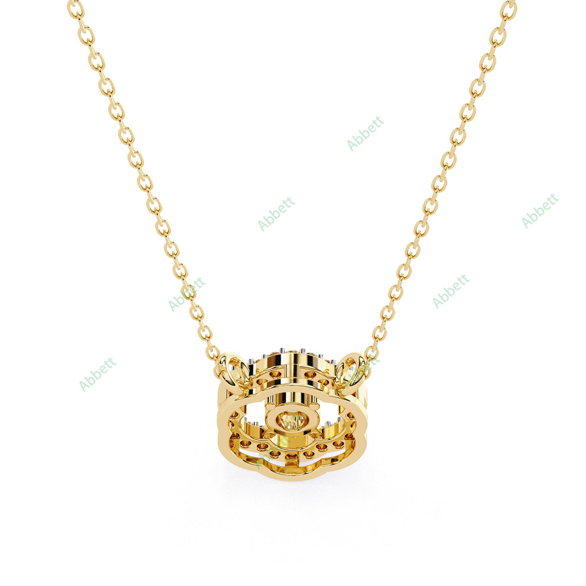 Round lab-grown diamond halo pendant necklace with 0.19ct centre stone - PE1260