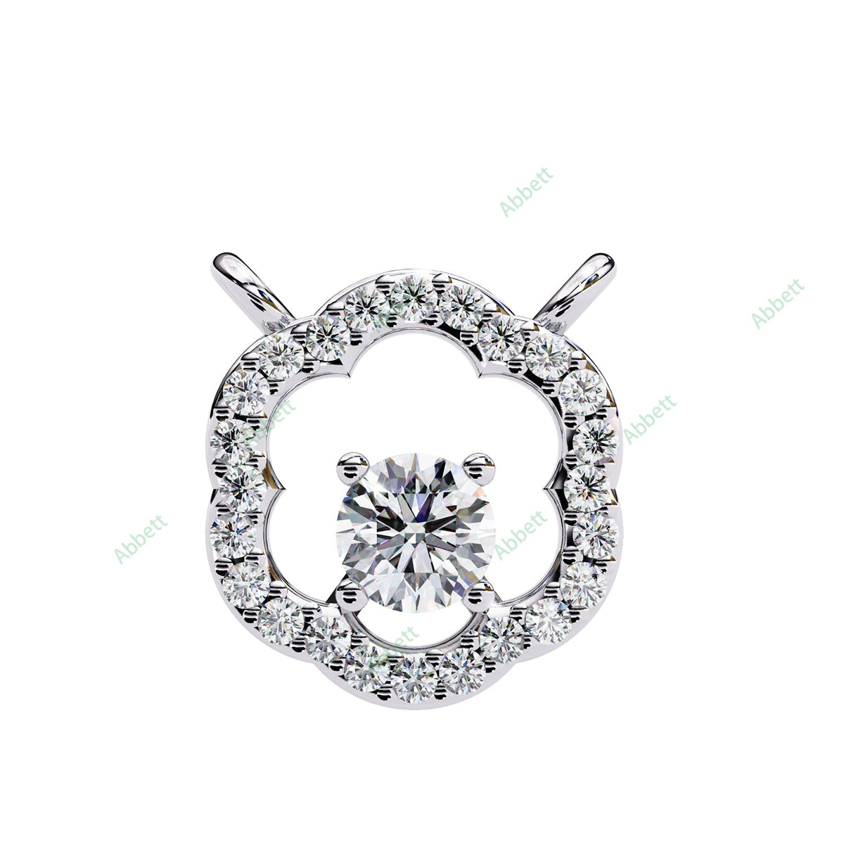 Round lab-grown diamond halo pendant necklace with 0.19ct centre stone - PE1260