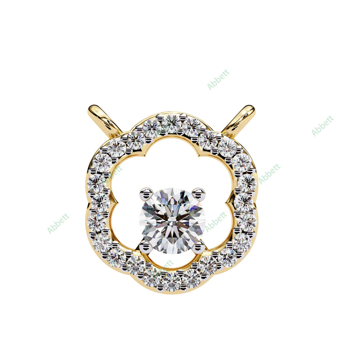 Round lab-grown diamond halo pendant necklace with 0.19ct centre stone - PE1260