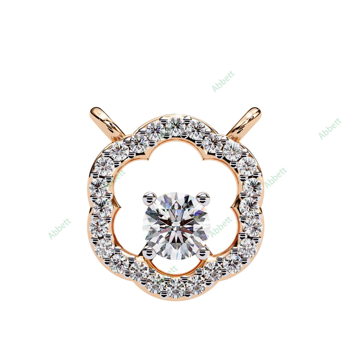 Round lab-grown diamond halo pendant necklace with 0.19ct centre stone - PE1260