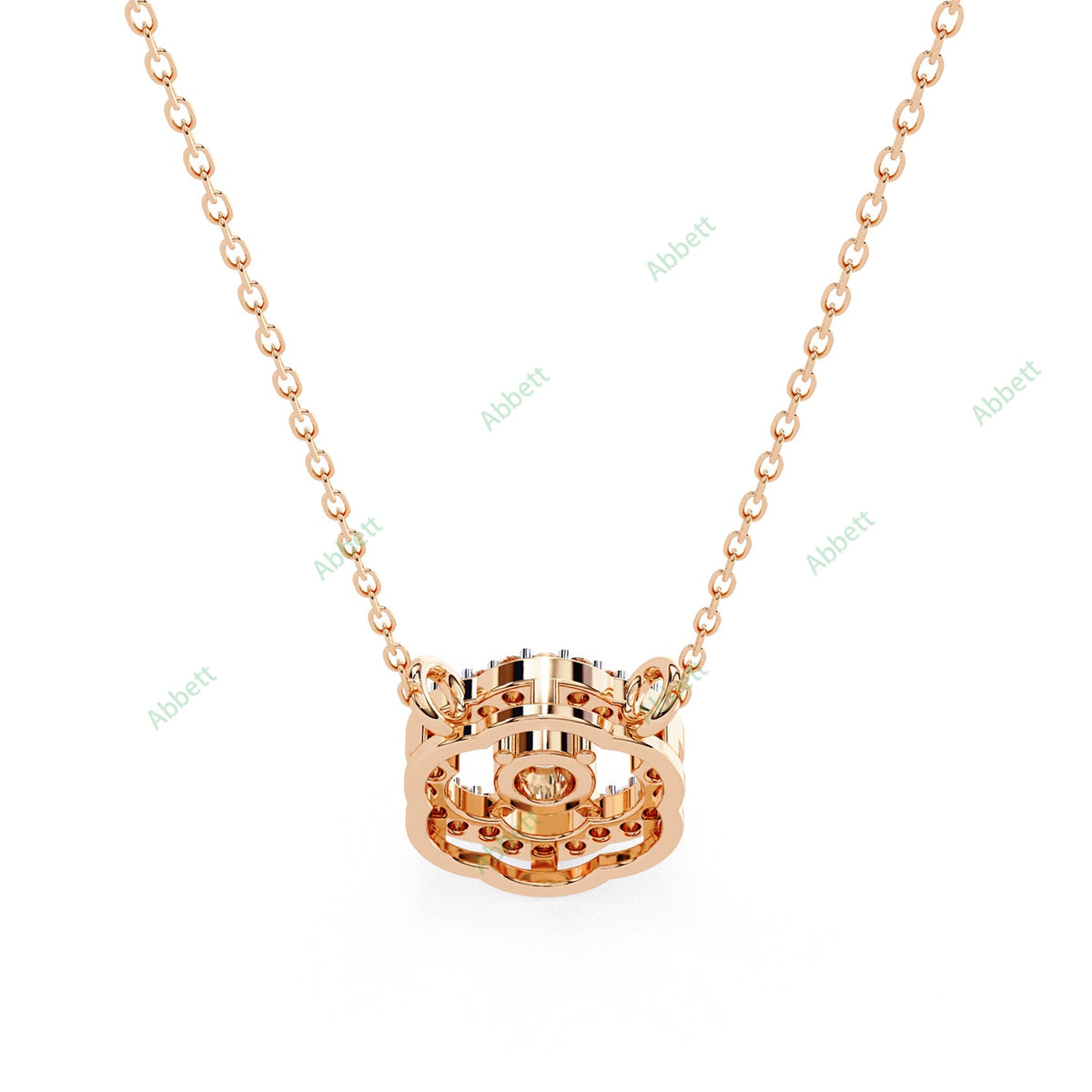 Round lab-grown diamond halo pendant necklace with 0.19ct centre stone - PE1260
