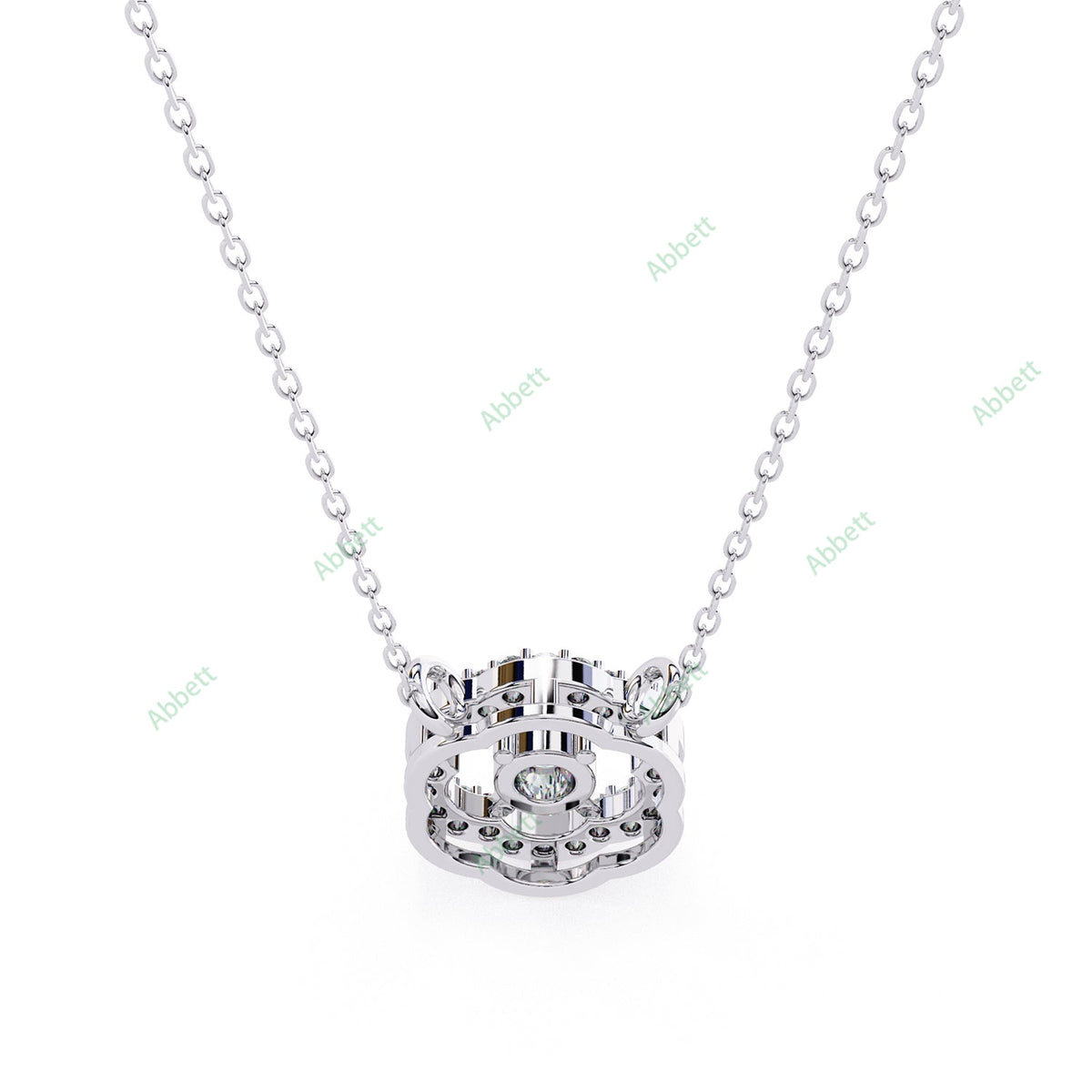Round lab-grown diamond halo pendant necklace with 0.19ct centre stone - PE1260