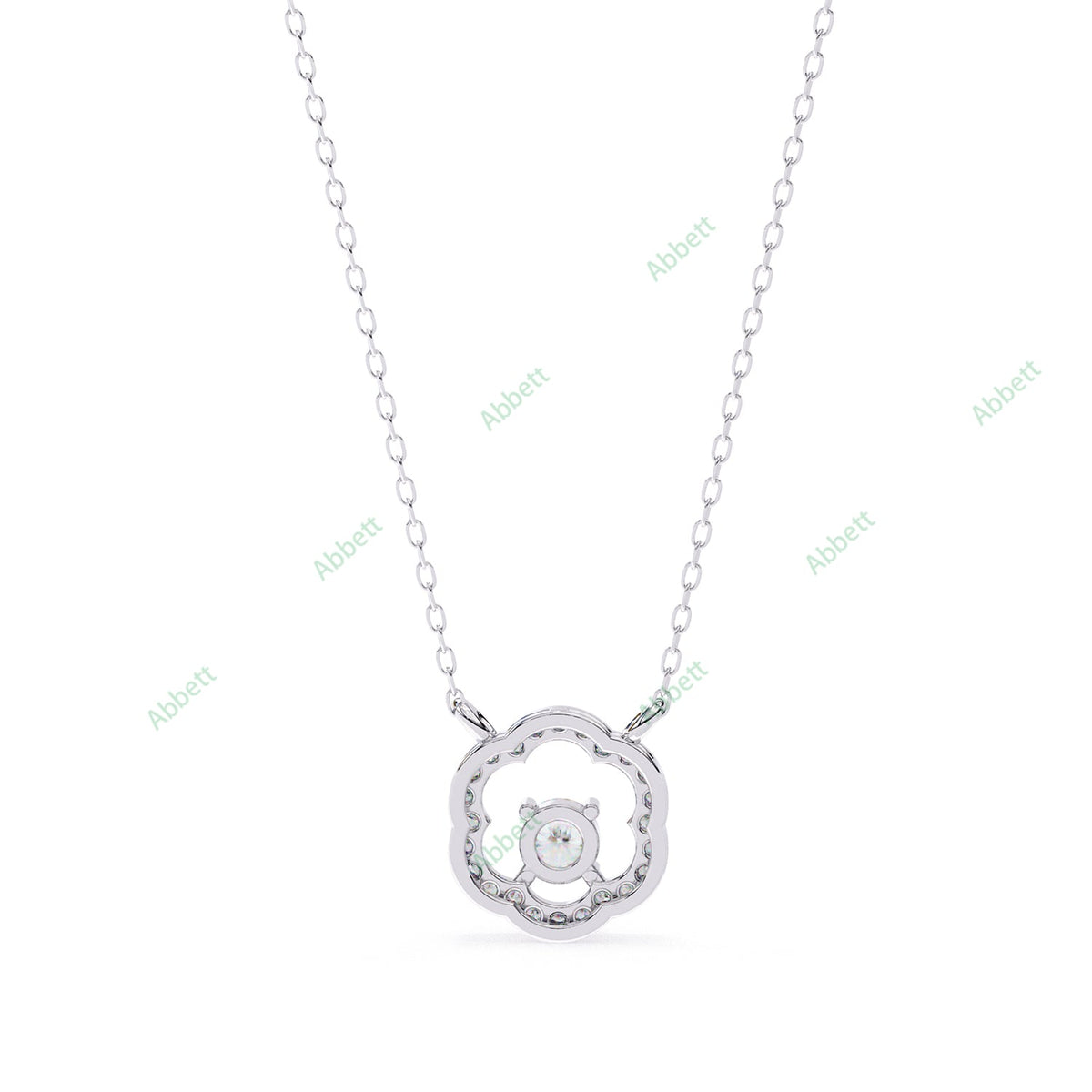 Round lab-grown diamond halo pendant necklace with 0.19ct centre stone - PE1260