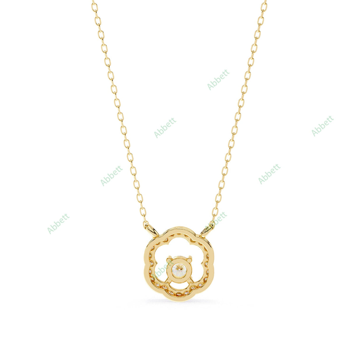 Round lab-grown diamond halo pendant necklace with 0.19ct centre stone - PE1260