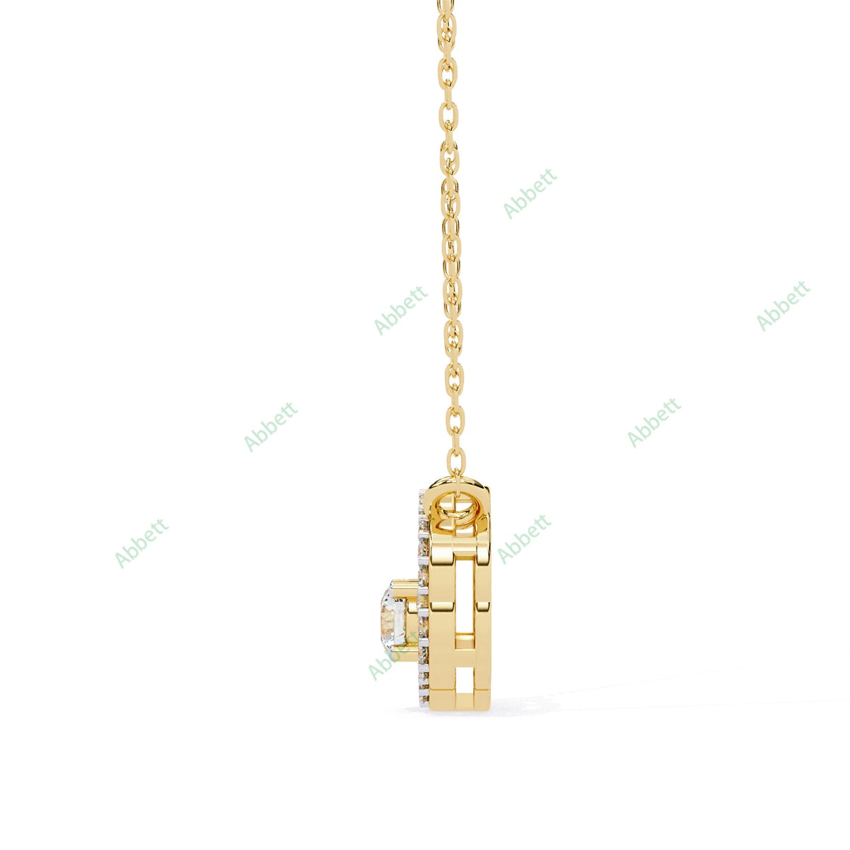Round lab-grown diamond halo pendant necklace with 0.19ct centre stone - PE1260