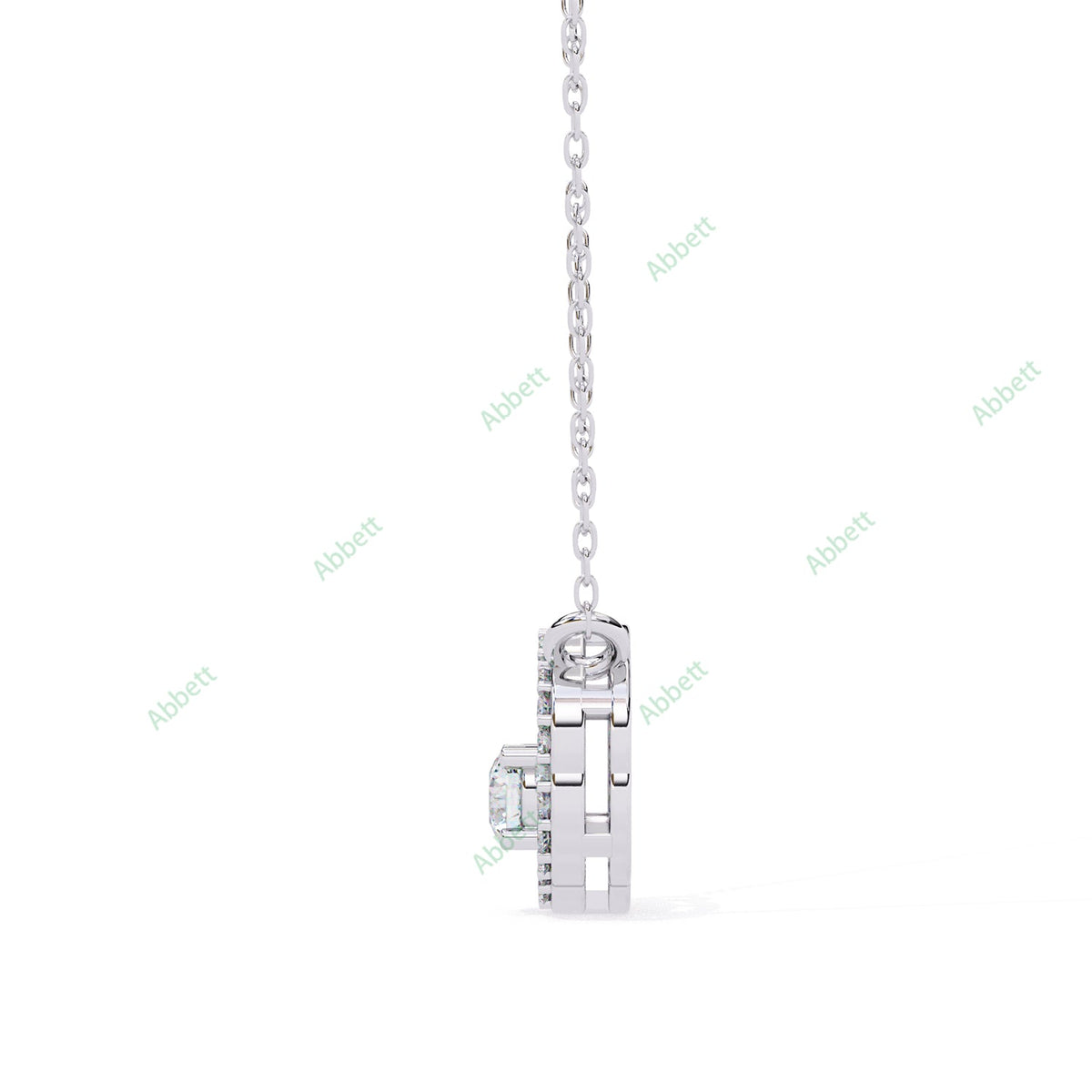 Round lab-grown diamond halo pendant necklace with 0.19ct centre stone - PE1260