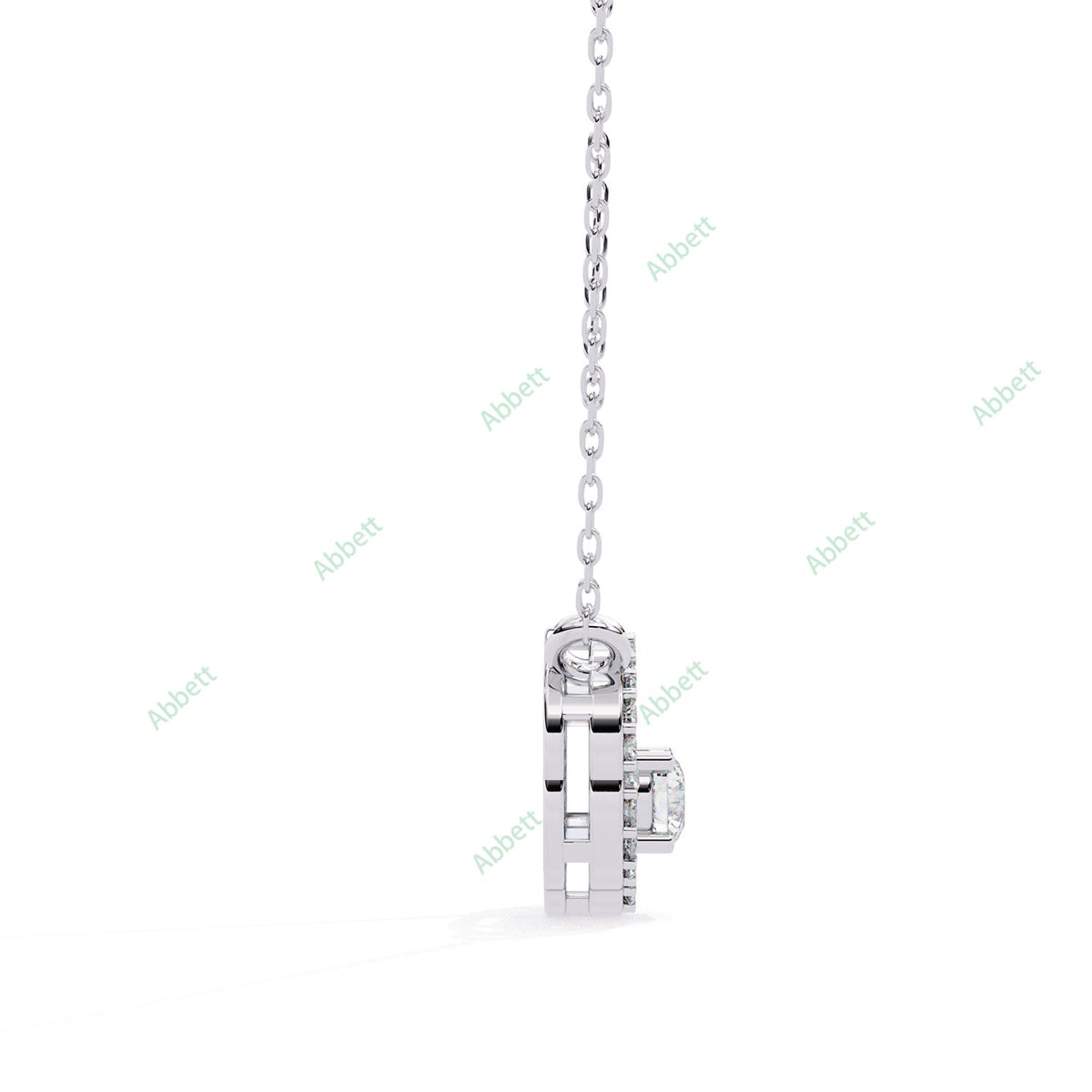 Round lab-grown diamond halo pendant necklace with 0.19ct centre stone - PE1260