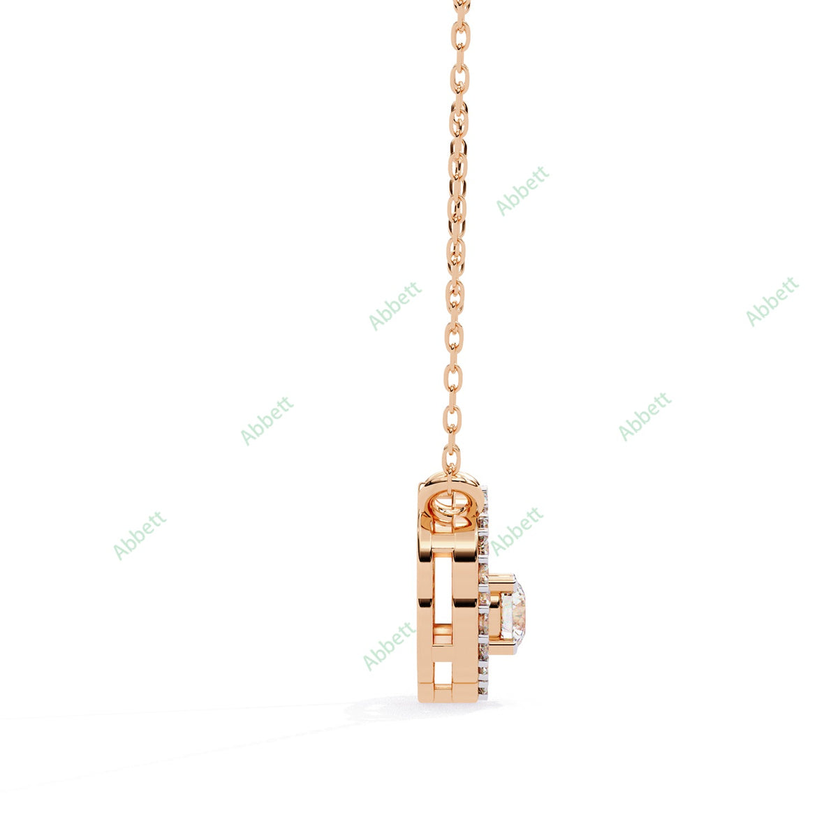 Round lab-grown diamond halo pendant necklace with 0.19ct centre stone - PE1260