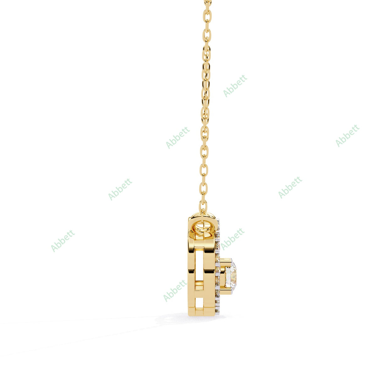 Round lab-grown diamond halo pendant necklace with 0.19ct centre stone - PE1260