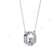 Round lab-grown diamond halo pendant necklace with 0.19ct centre stone - PE1260