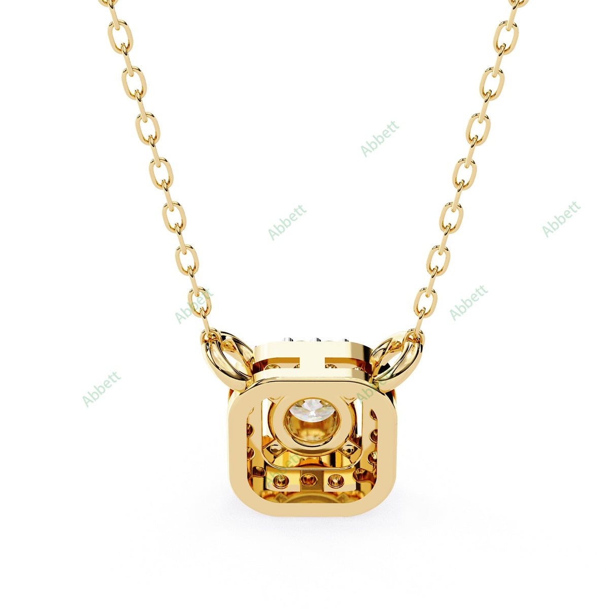 Petite round lab-grown diamond halo pendant necklace with 0.24ct centre stone - PE1261