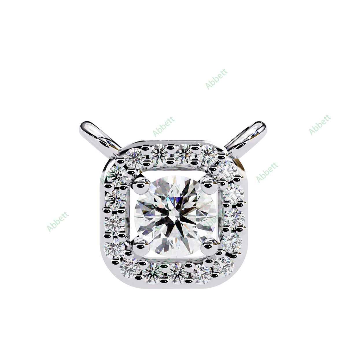 Petite round lab-grown diamond halo pendant necklace with 0.24ct centre stone - PE1261