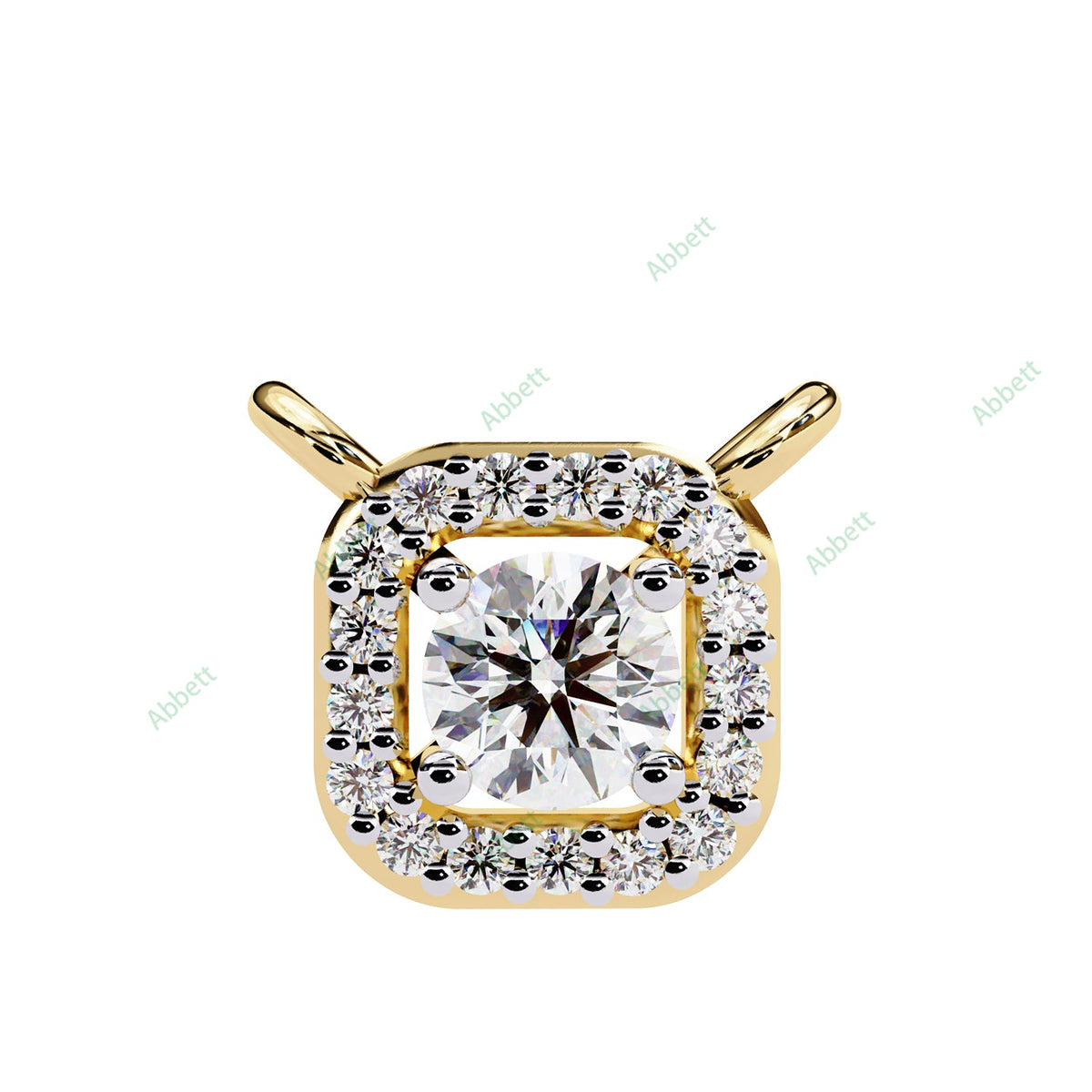 Petite round lab-grown diamond halo pendant necklace with 0.24ct centre stone - PE1261