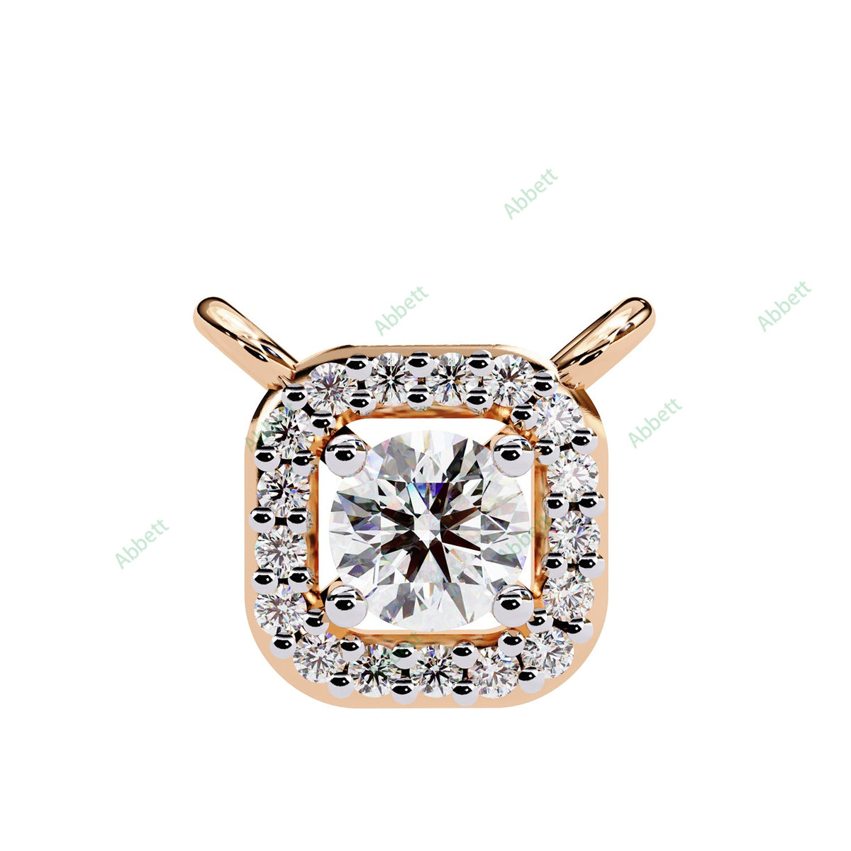 Petite round lab-grown diamond halo pendant necklace with 0.24ct centre stone - PE1261
