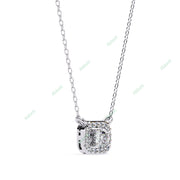 Petite round lab-grown diamond halo pendant necklace with 0.24ct centre stone - PE1261