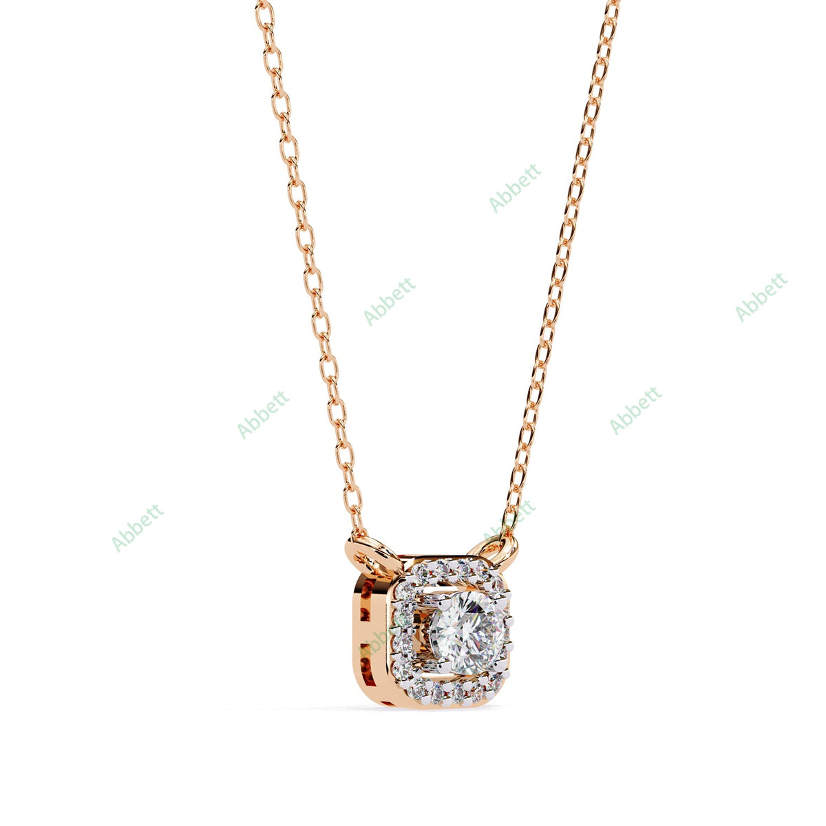 Petite round lab-grown diamond halo pendant necklace with 0.24ct centre stone - PE1261