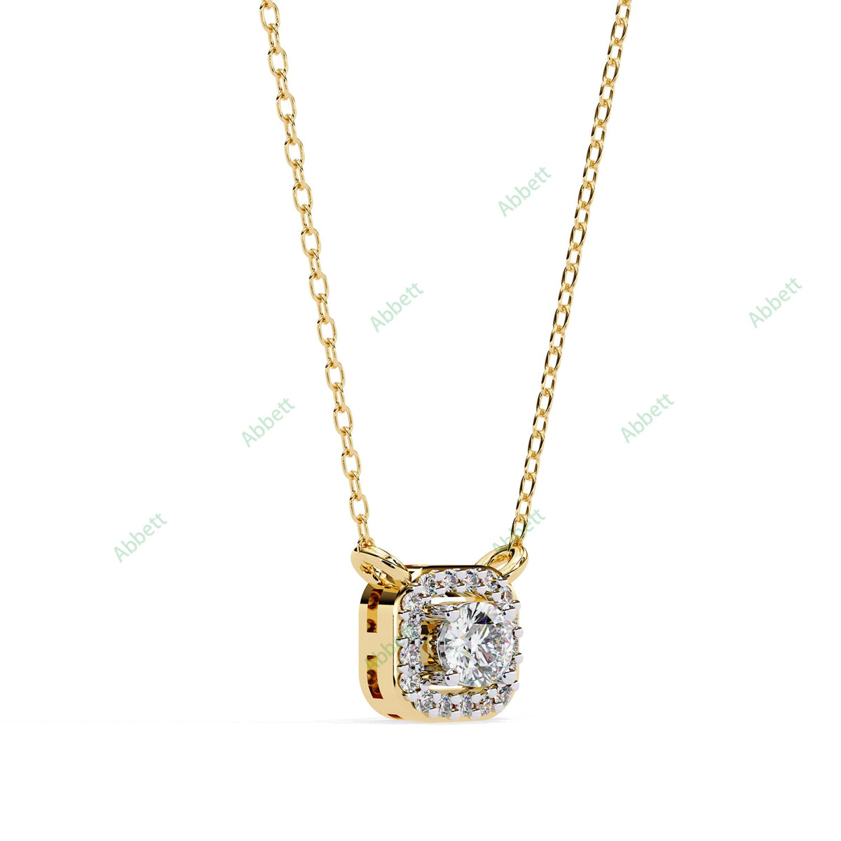 Petite round lab-grown diamond halo pendant necklace with 0.24ct centre stone - PE1261