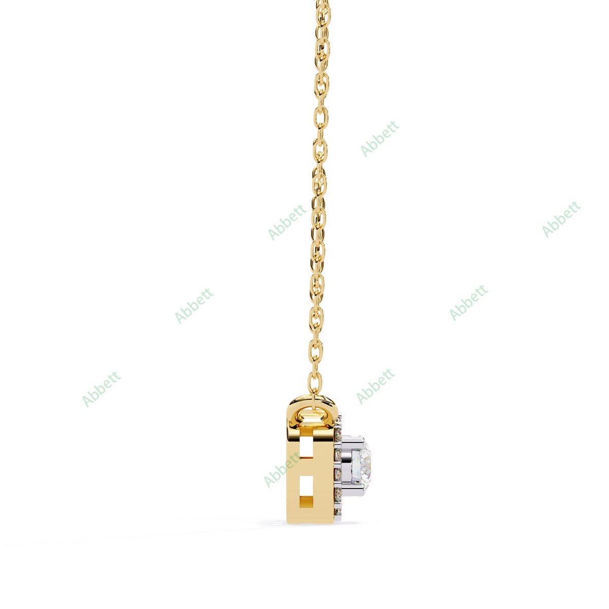 Petite round lab-grown diamond halo pendant necklace with 0.24ct centre stone - PE1261