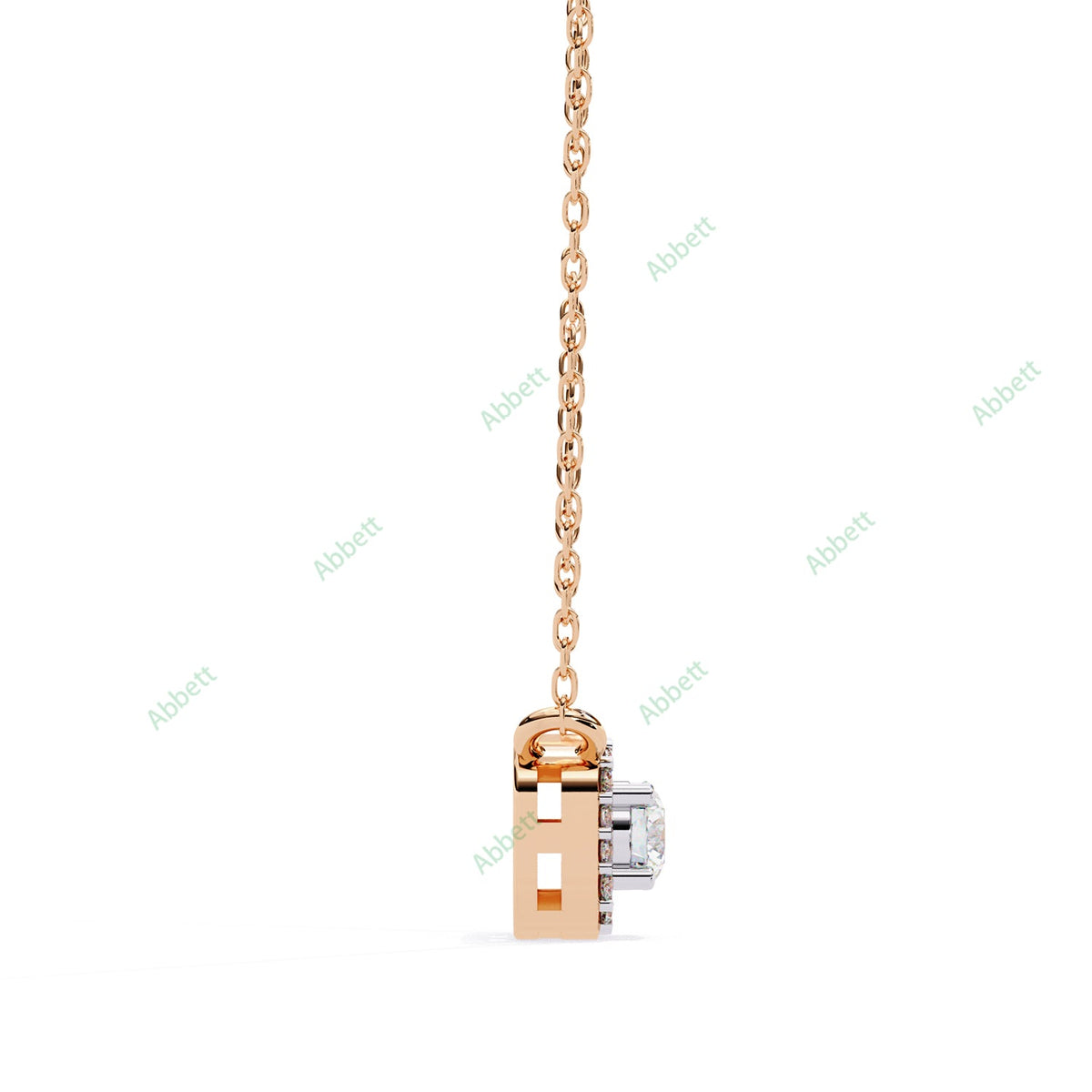 Petite round lab-grown diamond halo pendant necklace with 0.24ct centre stone - PE1261