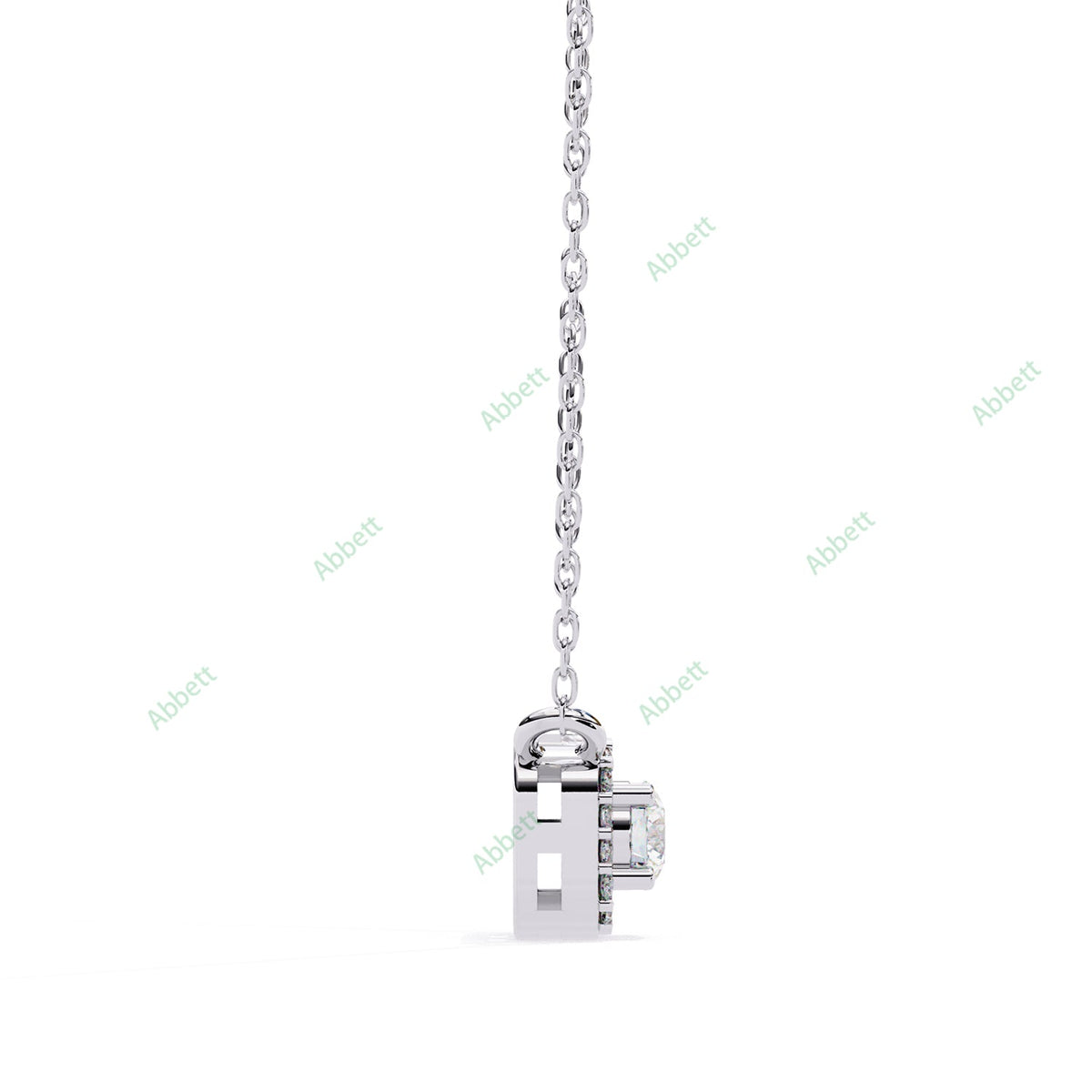 Petite round lab-grown diamond halo pendant necklace with 0.24ct centre stone - PE1261