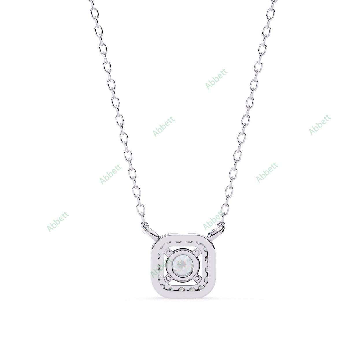Petite round lab-grown diamond halo pendant necklace with 0.24ct centre stone - PE1261